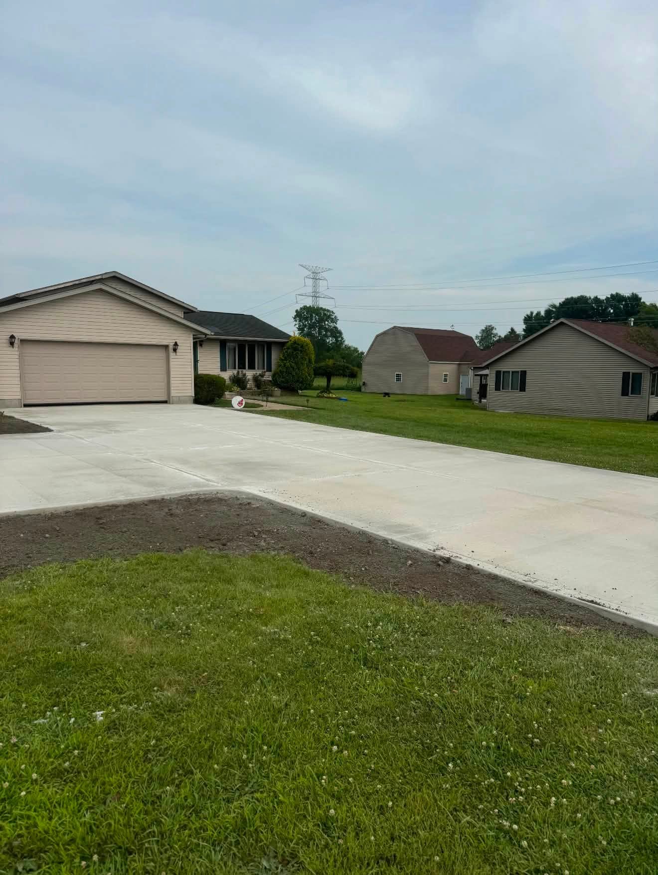 Finished large concrete driveway